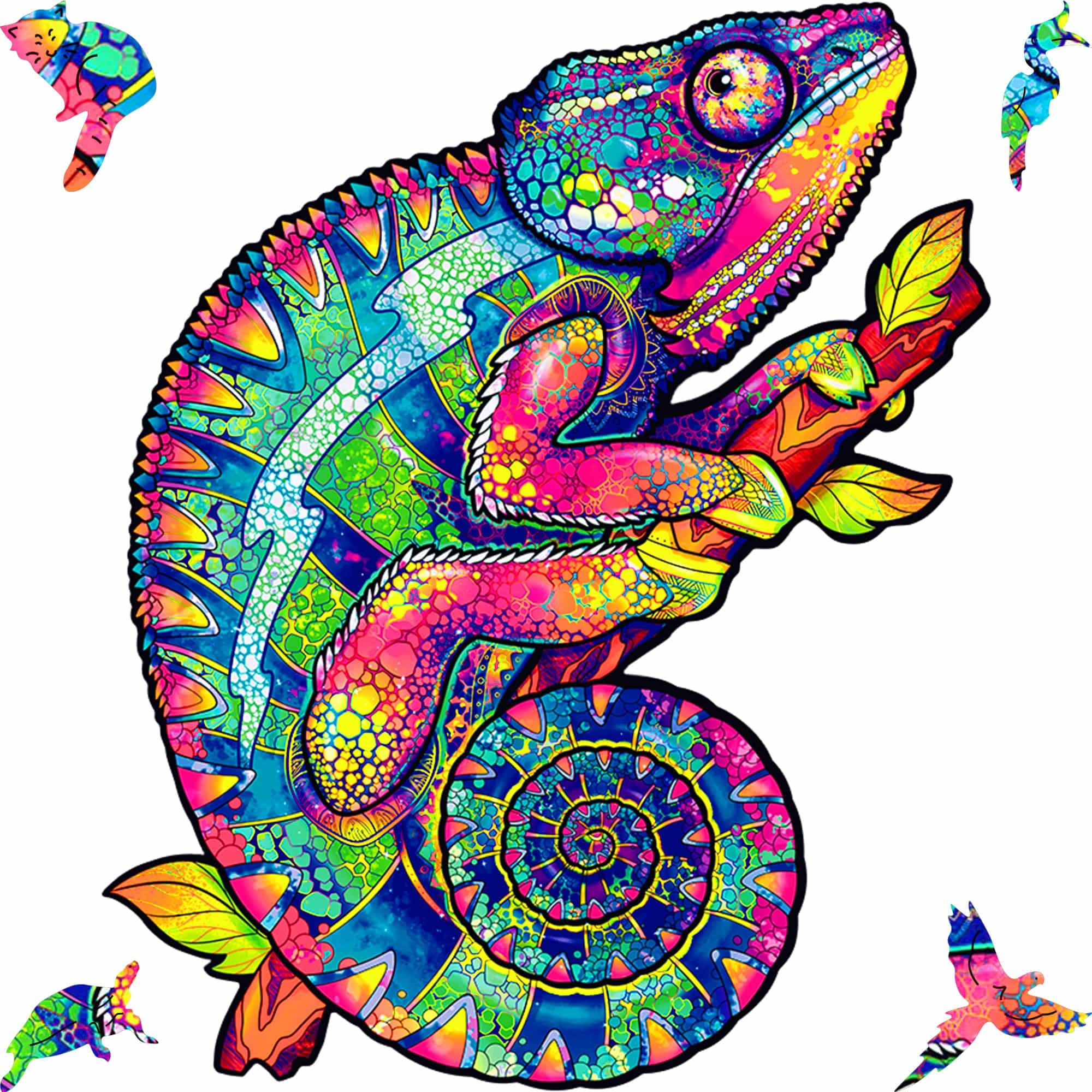 Wooden Puzzle Iridescent Chameleon